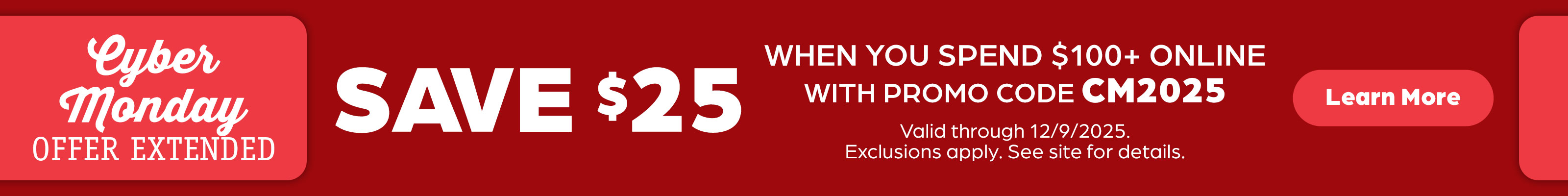 Cyber Monday Offers - Save $25 Off $100 Online Order